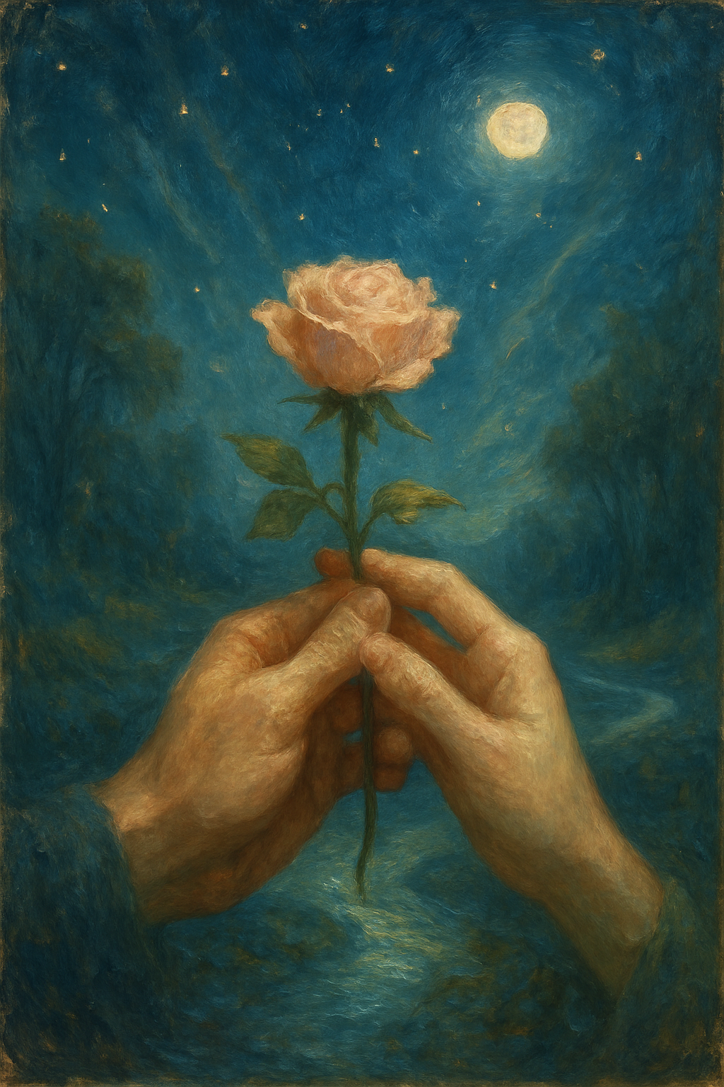 Dos manos sosteniendo una rosa, representando el amor, el romance y la asociación del signo Libra.