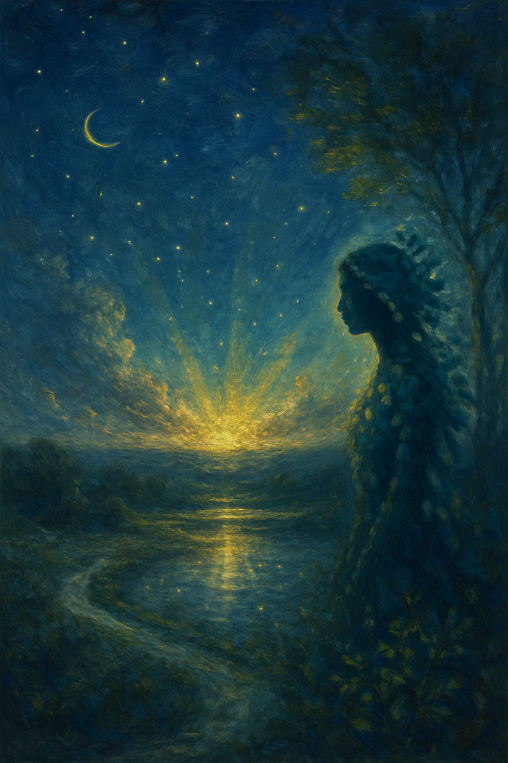 Representación simbólica del signo ascendente como el amanecer en el horizonte astrológico.