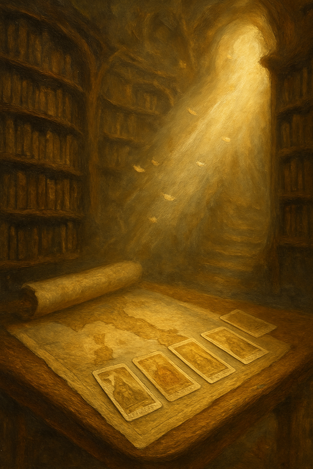Cartas de tarot de estilo renacentista dispuestas sobre un mapa antiguo de Europa.