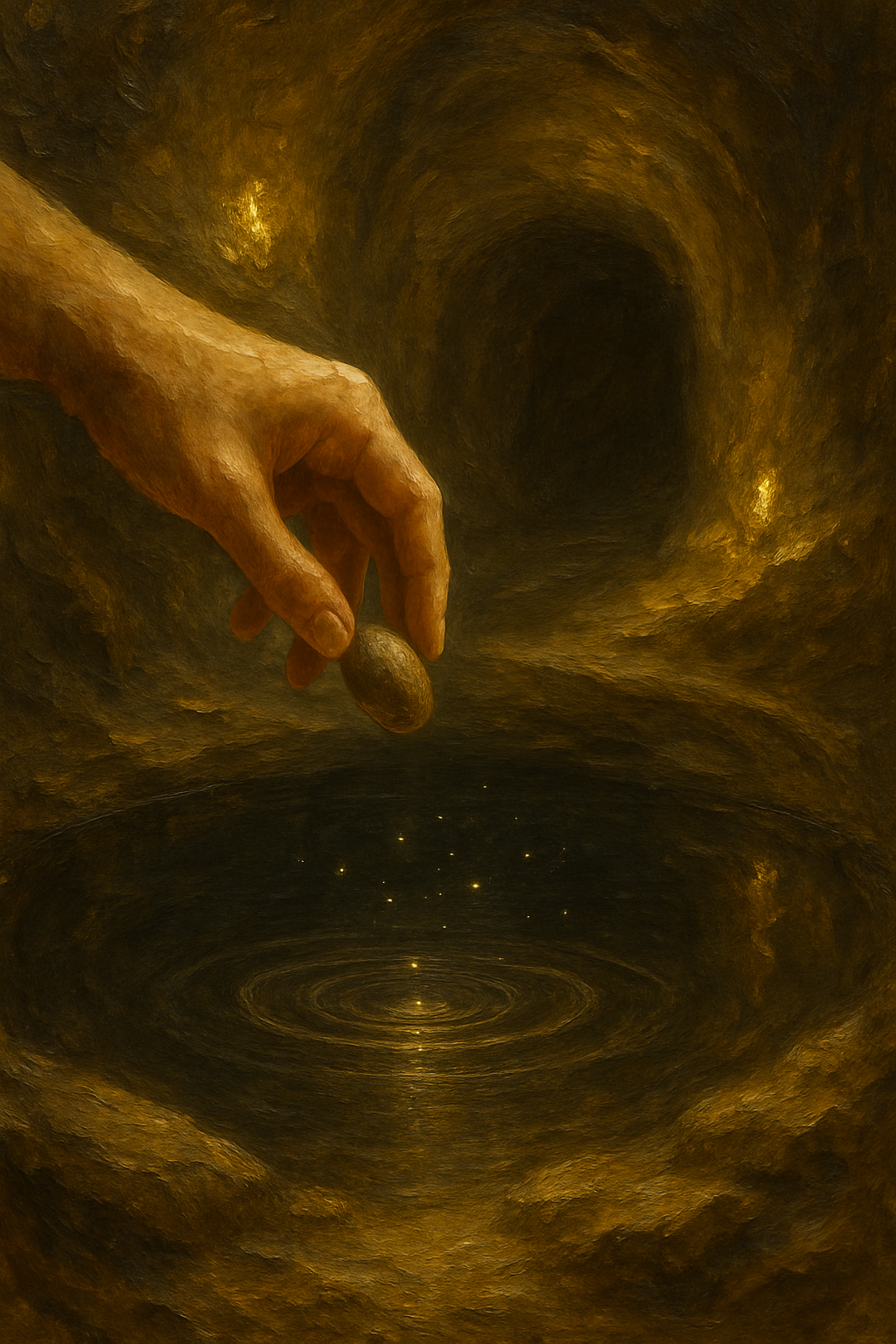 Una constelación reflejada en agua quieta, simbolizando el enfoque del tarot predictivo.