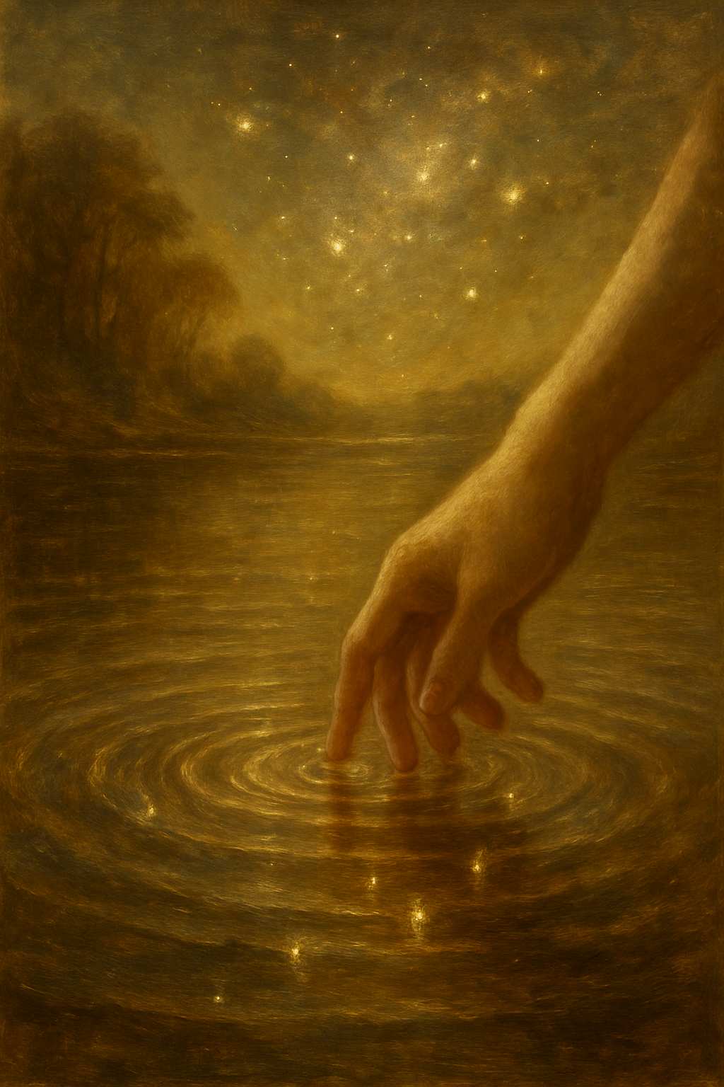 La importancia de la conexión personal al elegir un tarot, simbolizada por un reflejo estelar en el agua.