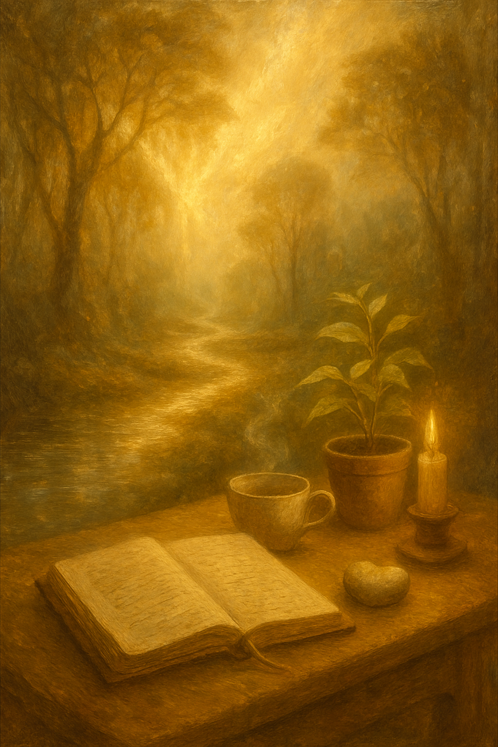 Un espacio sereno para la reflexión y el journaling, inspirado en la energía de autocuidado de La Emperatriz.