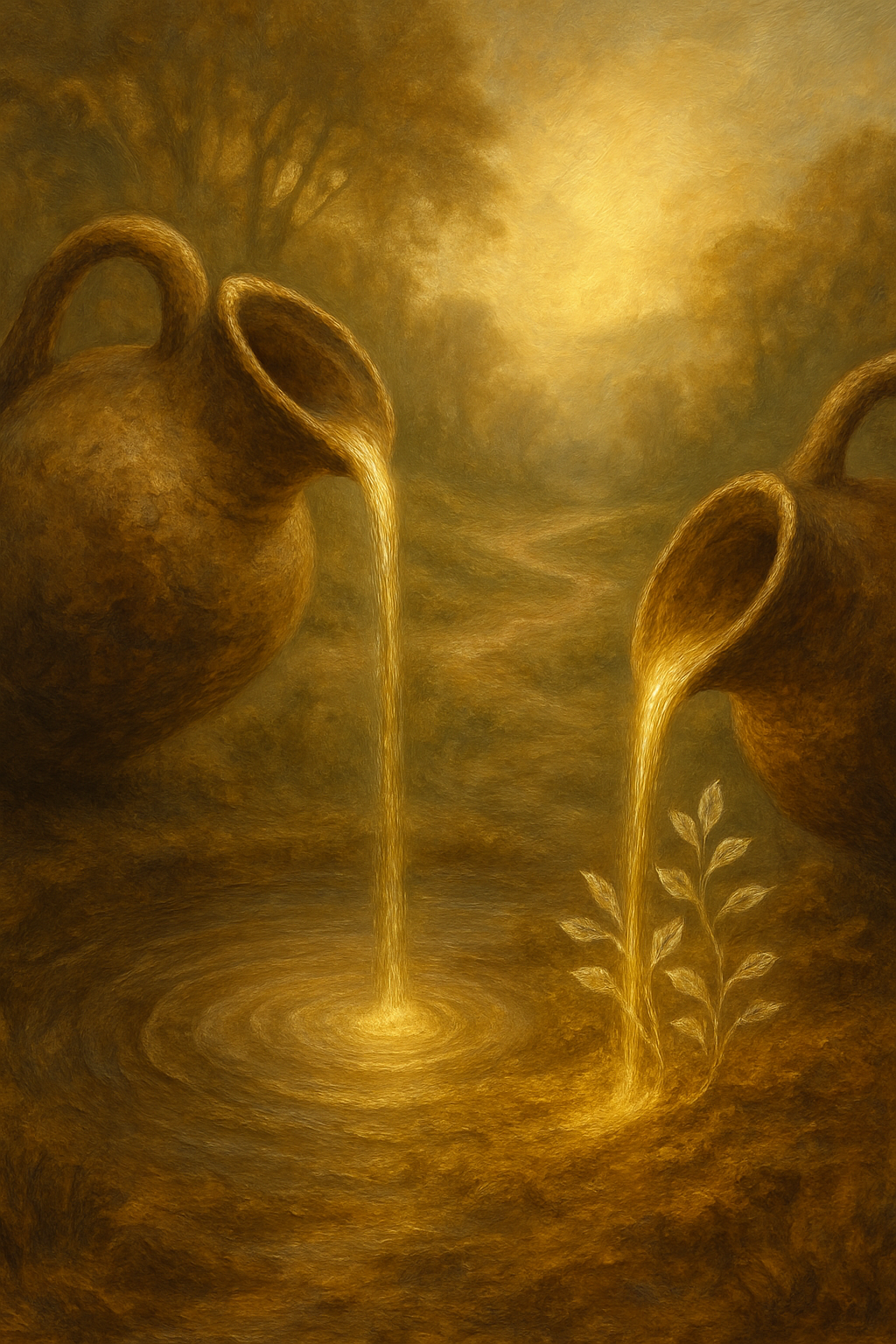 Análisis visual de las dos jarras de La Estrella, simbolizando el ciclo de dar y recibir para el equilibrio y la nutrición.