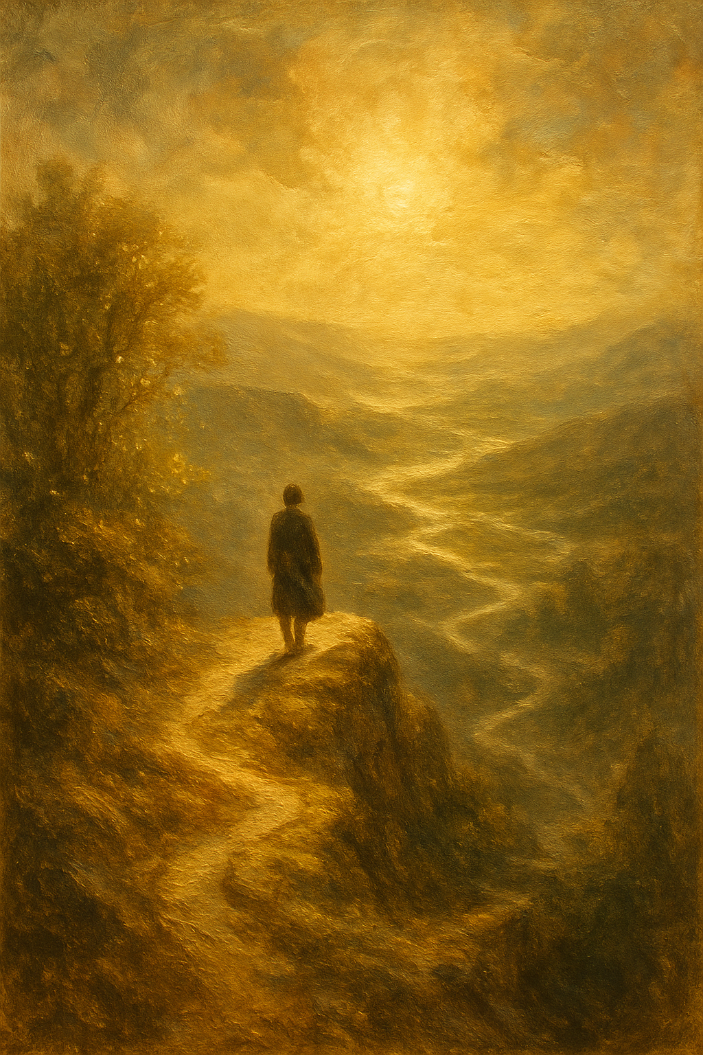 Una persona en la cima de una montaña, simbolizando el logro y la culminación en las áreas de la vida representadas por El Mundo.