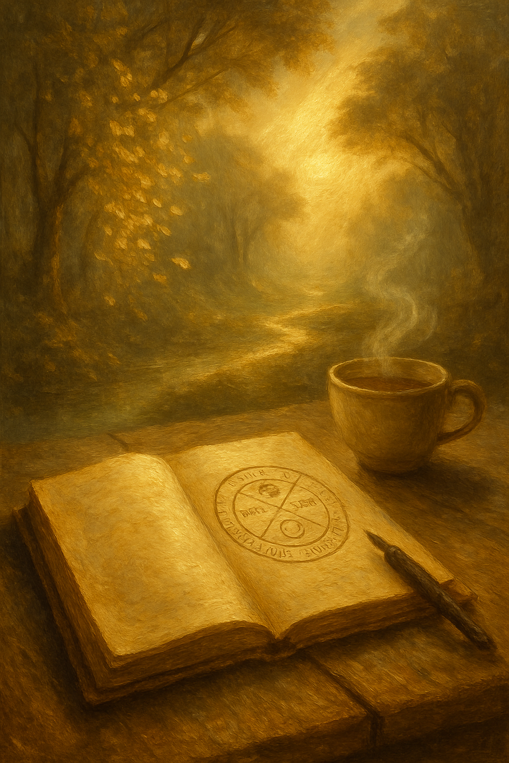 Un diario con reflexiones y un dibujo de un mandala personal, como ejercicio práctico para conectar con el arcano El Mundo.