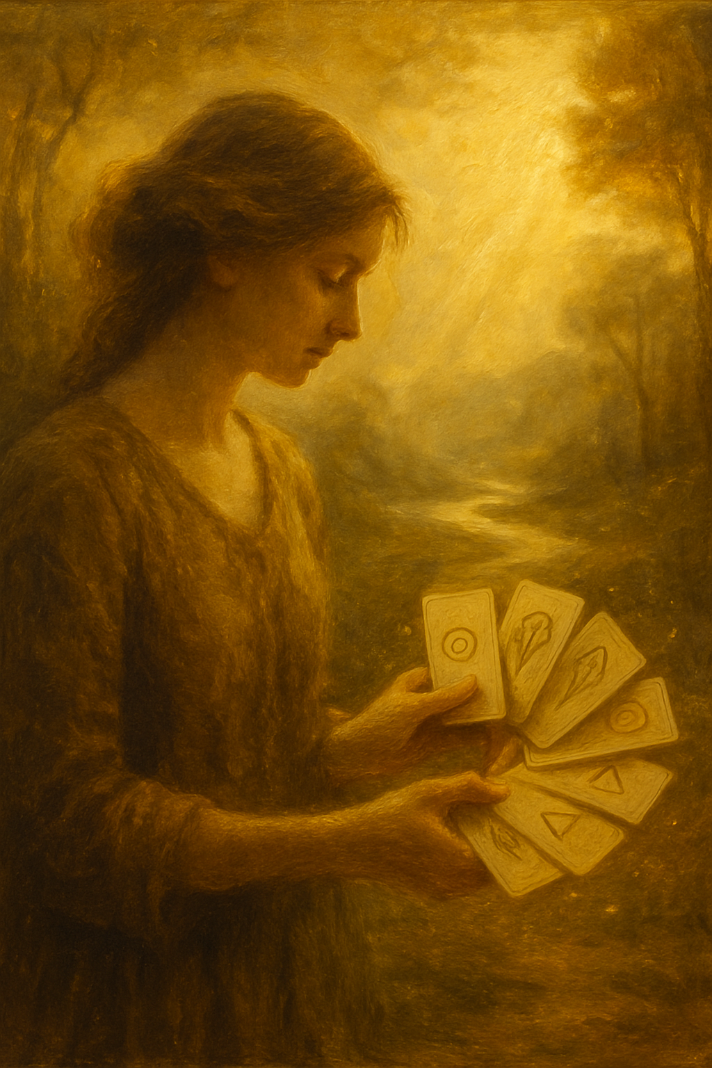 Manos barajando un mazo de tarot como parte de la metodología de la tirada sí o no.