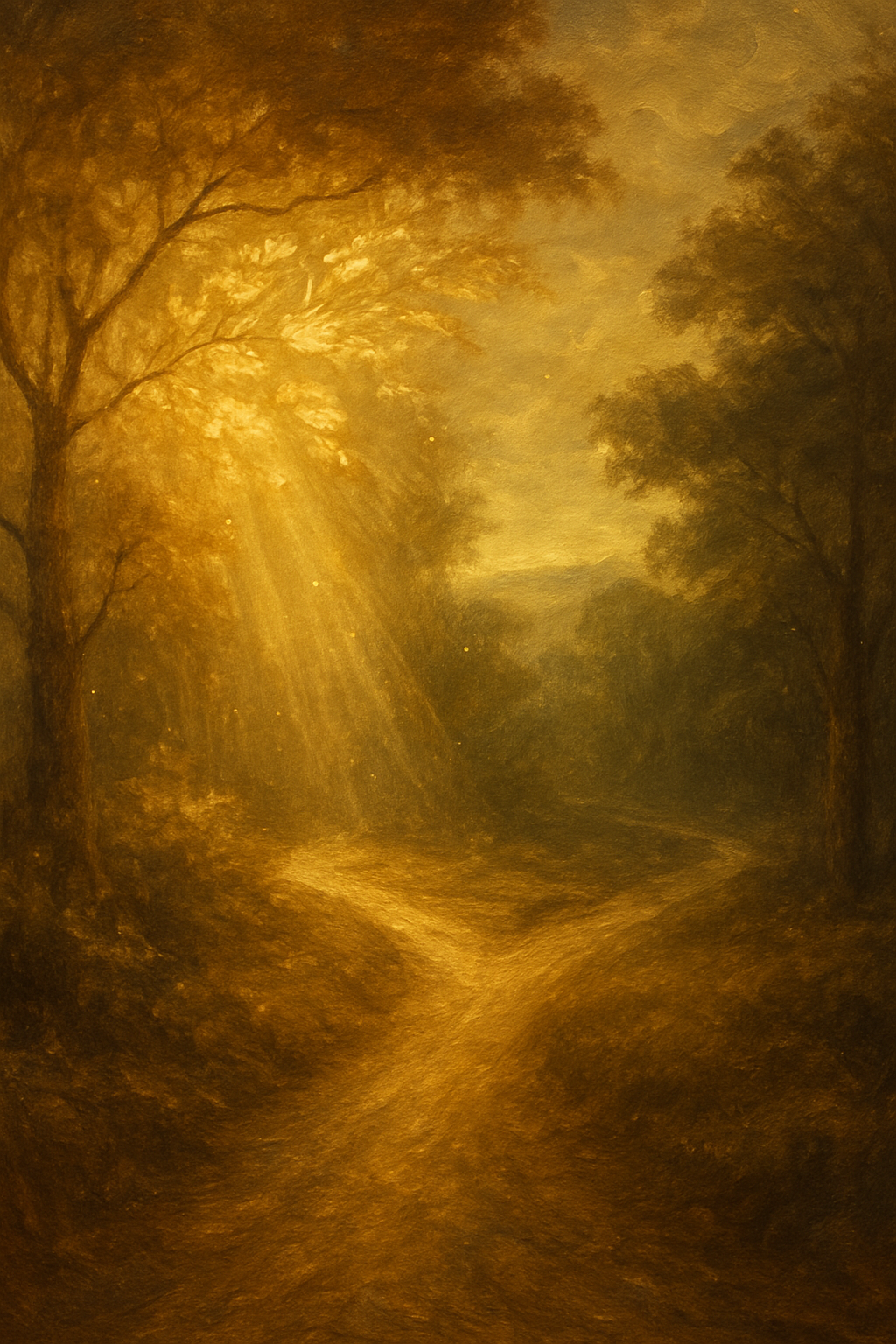 Bifurcación de un camino en un bosque, simbolizando la elección en una tirada de tarot sí o no.