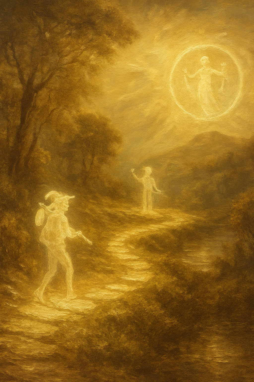Representación simbólica del viaje a través de los Arcanos Mayores del tarot.