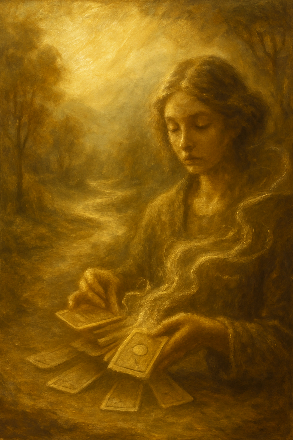 Manos barajando un mazo de tarot, un paso clave en la realización de una lectura diaria efectiva.