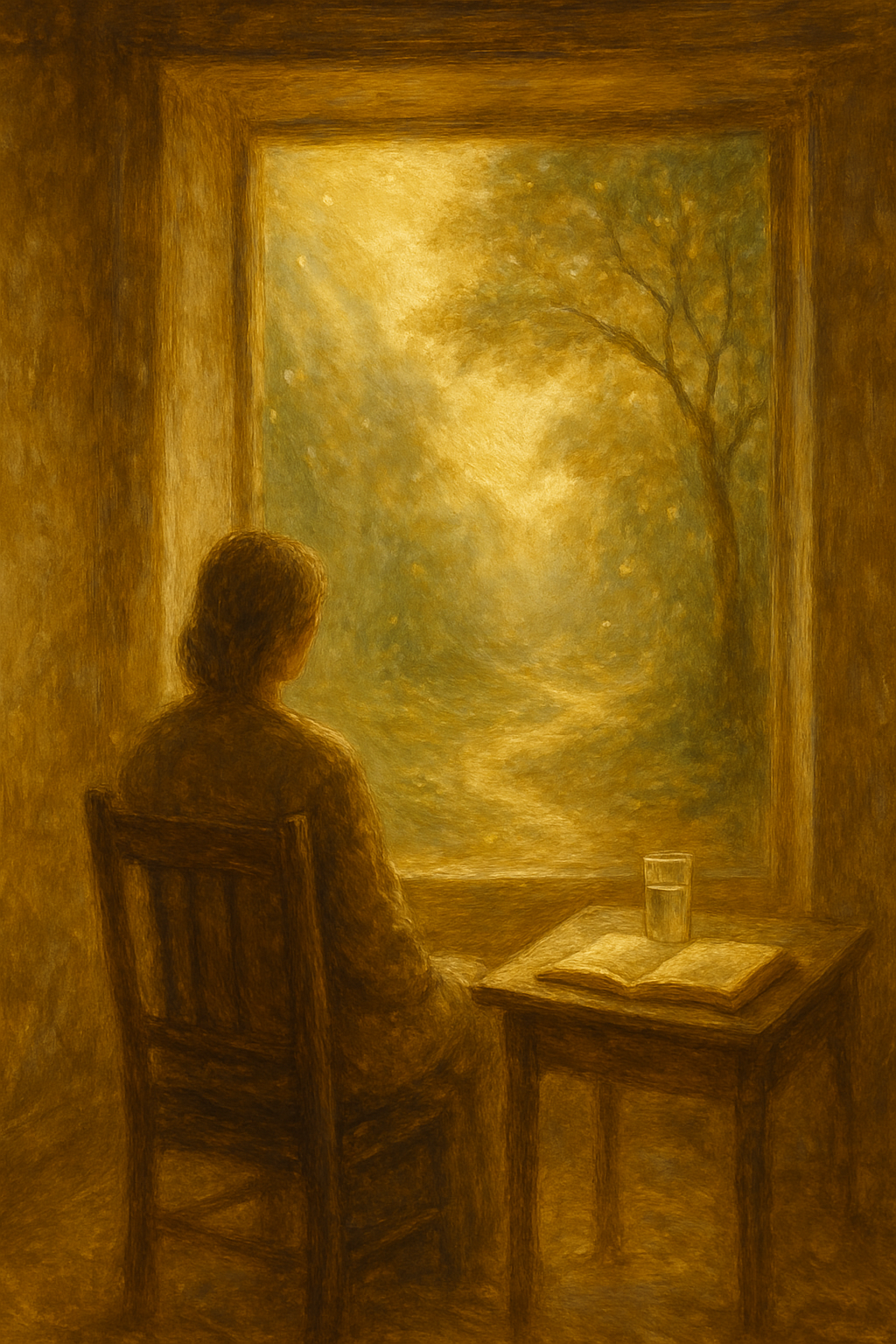 Persona en un espacio tranquilo preparándose mentalmente para una lectura de tarot online.