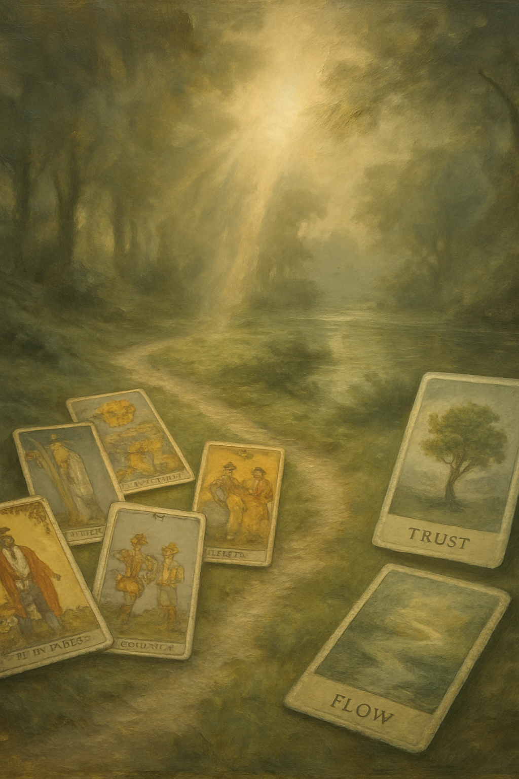 Comparación visual entre una tirada de cartas de Tarot y una selección de cartas de oráculo.